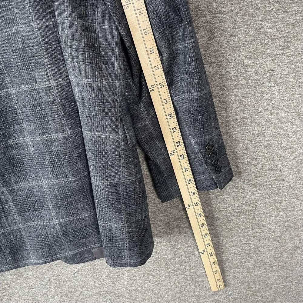 Lauren Ralph Lauren Blazer Mens 42L Gray Plaid Wool Stretch‎ Sport Coat Jacket